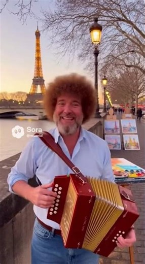 Bob Ross Français Jouant Et Chantant En Français L’accordéon À Paris France 🇫🇷🪗
