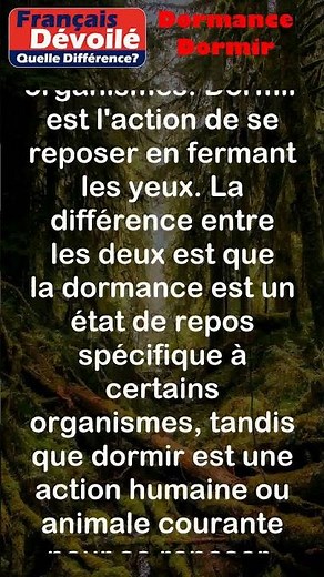 Dormance et Dormir (Quelle Diff.) #shorts
