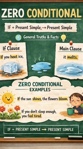 Zero Conditional, if + present tense - present tense