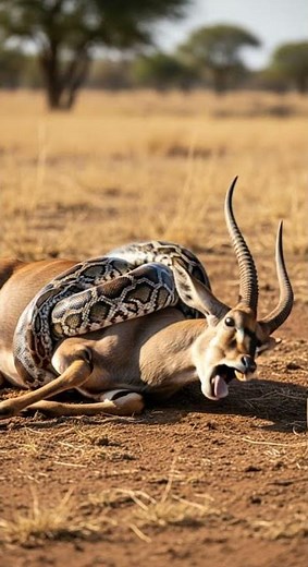Will the giant python devour the helpless rabbit trapped in the wild #python #wildlife #nature