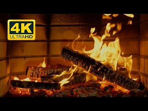 🔥 Winter Fireplace 4K (12 HOURS). Burning Fireplace Sounds. Relaxing Fireplace with Burning Logs
