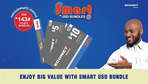 28 reactions · 39 comments | Enjoy BIG VALUE on Voice, SMS & Data with the Smart USD bundles! Get Physical Recharge Cards, Electronic Recharge Vouchers in selected Econet Shops & TM PicknPay Dial *143# to convert USD airtime to Smart USD bundles PS: Off Peak Data is valid between 2300-0400hrs | Econet Zimbabwe | Facebook