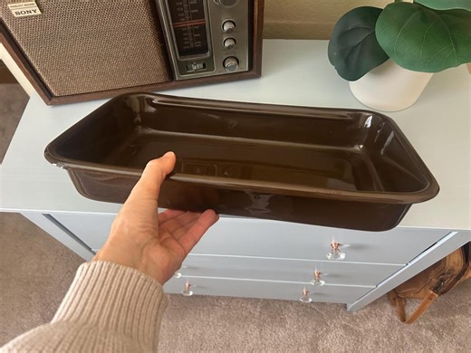 Vintage Brown Enamelware Baking Pan | Chocolate Enamel Roasting Pan | Farmhouse Kitchen 1960's - Etsy