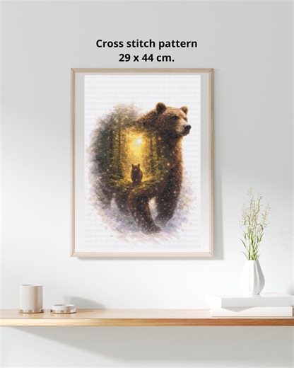 Forest Bear Silhouette Cross Stitch Pattern (PDF Download) - Etsy