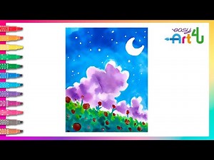 How to draw MEADOW LANDSCAPE with WATERCOLOR EASY