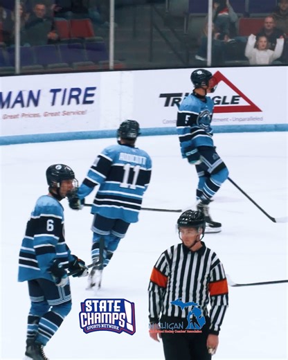 MONA SHORES GETS IT DONE OVER REETHS-PUFFER 🏒 Mona Shores breaks a 1-1 tie with two goals in the 3rd period to earn a 3-1 win over Reeths-Puffer and claim Muskegon bragging rights. Powered by Michigan High School Hockey Coaches Association #StateChamps #MonaShoresHockey #HighSchoolHockey #RivalryWin | State Champs Michigan