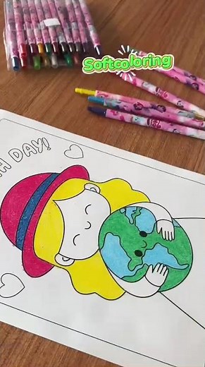 Happy Earth Day! 🌍❤️ Cute Coloring for Preschoolers