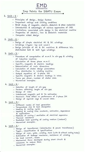 EMD imp points for DBATU exam #DBATU #shorts #exam #important #study