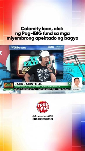 May alok ang Pag-IBIG fund sa mga miyembro nito na calamity loan kasunod ng pagdedeklara ng state of calamity sa ilang lugar sa bansa na hinagupit ng sunod-sunod na bagyo. Ibinahagi ni Jack Jacinto Jr., vice president ng Pag-IBIG Fund Public & Member Relations Group, kung paano ma-a-avail ang nasabing loan. Pakinggan ang full interview sa True FM Facebook page and News5 YouTube channel. #TedFailonAndDJChacha #DitoTayoSaTotoo #SaTrue #TrueFM #TrueTV | 105.9 True FM