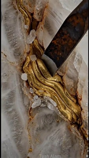 "Real Gold Found Inside a Quartz Rock#shorts #gold #mining