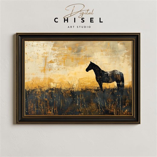 Horse Silhouette Farm Wall Art Printable | Rustic Equine Artwork | Western Ranch Decor | Country Sunset Wall Art - Etsy