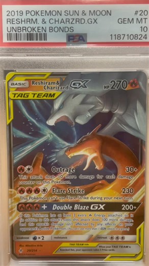 🔥 PSA 10 Reshiram & Charizard GX from Unbroken Bonds! 💎🐉