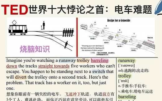 第95集 TED原声跟读笔记II世界十大悖论之首：电车难题_哔哩哔哩_bilibili