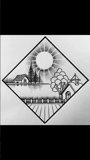 Relaxing River Landscape Drawing Scenery | Pencil Sketch Tutorial ✏️📝 | Easy Nature Drawing Shorts