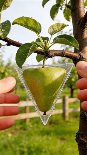 Triangular shaped 🍐 Perfectly shaped fruit in real life