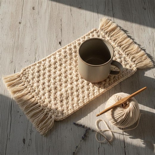 Modern Crochet Mug Rug Pattern, Textured Crochet Mug Rug Pattern Beginner Simple Crochet Mug Rug Pattern - Etsy