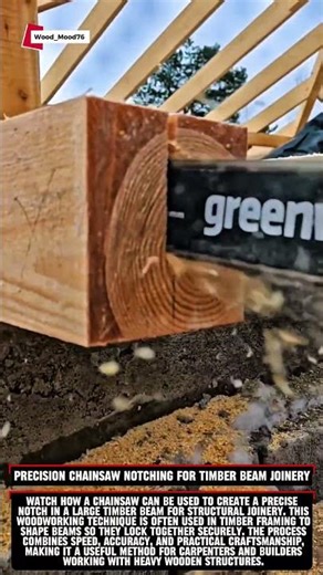 Precision Chainsaw Notching for Timber Beam Joinery #satisfying #woodworking