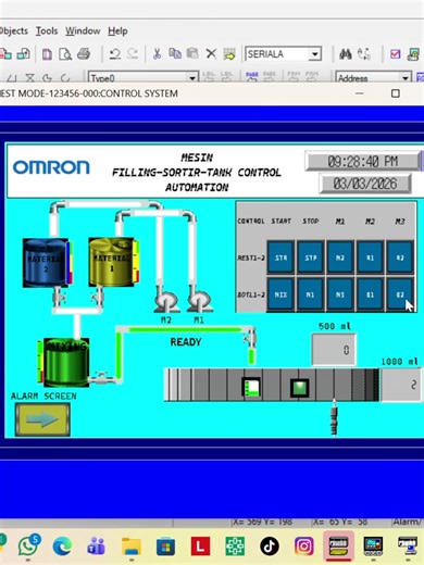 MINI PROJECT TANK CONTROL-SORTIR-FILLING BOTOL#cxprogrammer#cxdesigner #electrician #automation #efyepe #fyp #belajar #belajar #dasaran #plc #plcprogramming