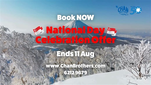Autumn foliage 🍁 & winter snow falls ❄, blanketing Japan’s landscapes where magic enthralls. Choose your Nihon adventure, be it a package tour or a 2-to-go holiday ⛩️, & let Japan’s splendid seasons work their magic on you 🗾. Book NOW or by 11 Aug & enjoy 50% OFF every 2nd pax PLUS $259 OFF for 2! ✌🏻 Learn more 👉 https://bit.ly/4d2TpOO ☎️ 6212 9679 📧 asia-ecom@chanbrothers.com.sg 📲 WhatsApp | https://wa.me/6592470688 Visit us at SG59 Salebration tomorrow to next Sun (4 to 11 Aug) at Chan B