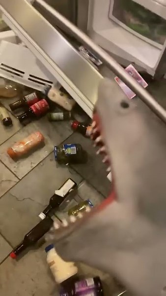 SHARK PUPPET DESTROYS REFRIGERATOR!!!!!