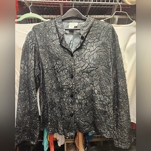 Coldwater Creek Black Textured Blouse Or Jacket