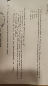 Chapter 1 TestA light microscope is used to observe two struc... | Filo