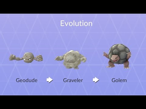 Golem Full Evolution Chain! 672CP Geodude into Graveler and Golem with Max Power Ups!