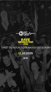 🚀​ RAVE GENERATION 1995 ​🚀​ ​​Das Line-Up spricht für sich: Acts, die dich zurück in die goldene Ära des Raves katapultieren – mit Beats, die kein Ende kennen. ​💥​ Von treibenden Techno-Sounds bis zu harten Abriss-Vibes – hier wird Geschichte erlebt & geschrieben. ​​ ​​​🔥​ Sei dabei, wenn unsere Artists die Decks übernehmen und die Tanzfläche zum Beben bringen. ​​ ​​​👉​ Und bevor du dich der Nacht komplett hingibst: Mit dem Eat & Beat x Rave - KOMBITICKET gibt’s erst ein Dinner, das deinen 