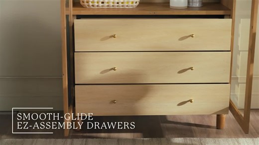 Walker Edison Furniture Company Darci 74 in. Tall Black Modern MDF 3-Shelf Arched Bookcase Cabinet with Full-Length Glass Doors and Drawer Storage WEDAR41OS3BL1