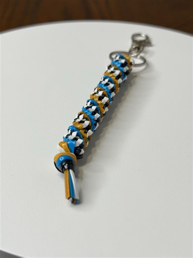 Zebra Stitch Keychain : Blue Gold Black and White Lanyard Rexlace Gimp Boondoggle - Etsy