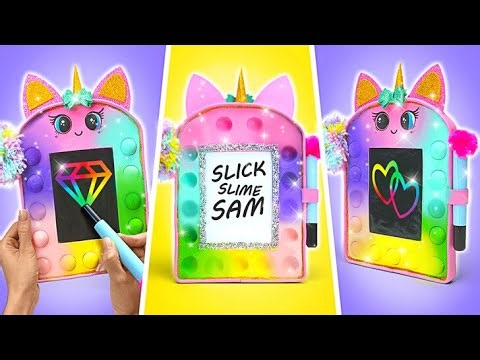 WOW! Crafting Sparkly Pop It Unicorn Drawing Board | SCHOOL HACKS DIY🦄