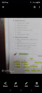 D. Define the terms.artificial source of lighttransparent mat... | Filo