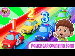 Police Car Counting Song 🚓 | Learn Numbers 1–6 with Police Cars 🎵 3D Baby Songs 🎵 TierSing