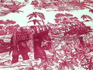 Maroon Toile De Jouy Fabric: French Style Upholstery Fabric by the Yard - Etsy