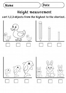 Height Measurement Worksheet: First Grade Math (PDF Pattern)