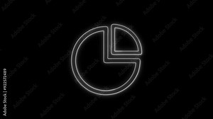 Pie Chart Statistics Icon - 4K Animated Design with Linear Symbol on Black Background Stock Video