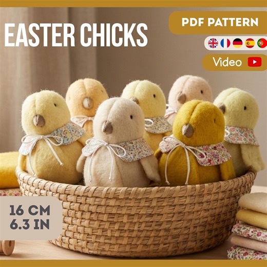 Easter Fabric Chick Sewing Pattern PDF | Farmhouse Spring Hen Plush Toy 16 Cm - Etsy