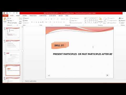 TOEFL Learning for Beginners. Structure Skill 17 (Present Participles or Past Participles After Be).