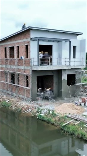 Impossible Build: Lake House Timelapse 🏗️#timelapse #shorts