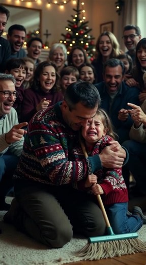 On Christmas Eve, my mother shoved a grimy mop into my daughter’s hands in front of twenty-two guests and my wife. “You eat without paying, so start cleaning,” she said with a proud grin. My niece added, “That’s exactly what you deserve, Lily.” That night, we packed our things and walked out. But what I did the following day flipped the entire family on its head… “No one gets free meals in this house. If you want to eat, you’d better work for it.” When my mother pushed that old mop toward my nin