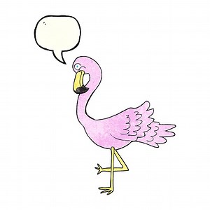 freehand speech bubble textured cartoon flamingo