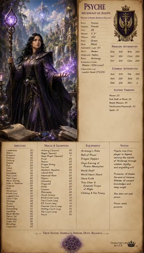 Animated RPG Character Card | Psyche | Archmagi of Aeden | Character Forge