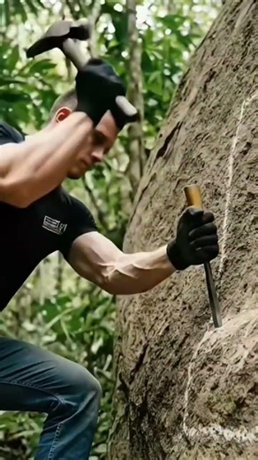 survival jungle building from a rock.. alone #home #forest #asmr #wildlife