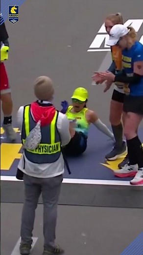 Never give up: Boston Marathon runner pushes through finish line