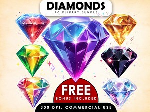 Diamond Clipart Bundle,sparkle Clipart,clipart Jewellery,glitter Clipart,gem Clipart,jewel Clipart,holographic Diamond Clipart,diamond PNG - Etsy
