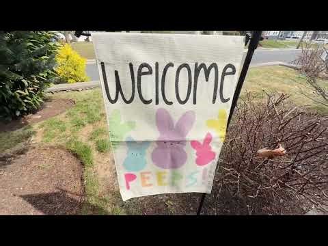 Easter Garden Flag | Bunny Spring Yard Decor | Double-Sided Welcome Peeps Flag