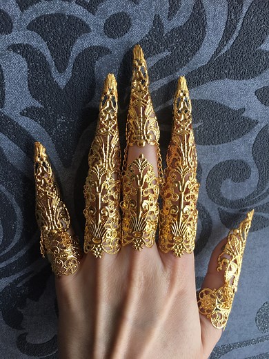 Full Finger Armor Articulated Finger Claws Nails Ring Gold Set Style 2, Perfect for All Hands! - Etsy