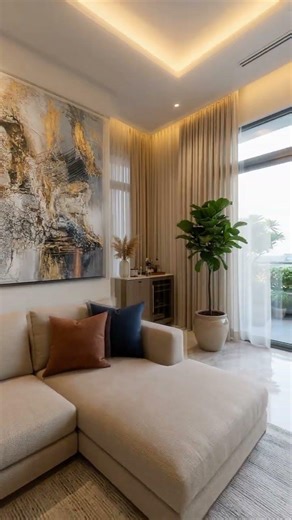 Modern Luxury Living Room Design with Hidden LED Lighting | Elegant Home Interior Tour