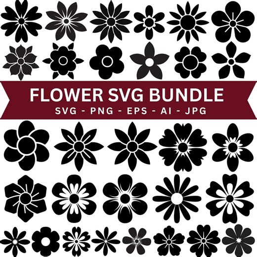 Flower SVG Bundle, Floral Designs, Clipart Graphics (digital Download - Etsy