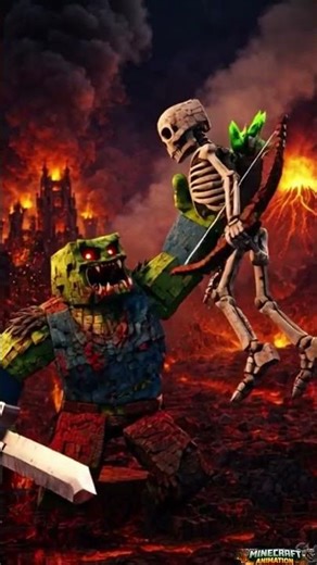 Skeleton vs Giant Zombie Boss Fight